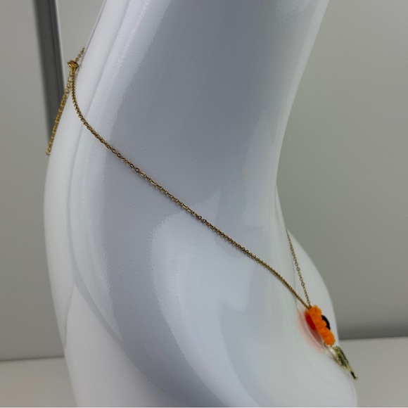 Sunflower Pendant Necklace Flower Floral Faux Gold Chain Enamel Jewelry Gift NEW - Picture 8 of 16